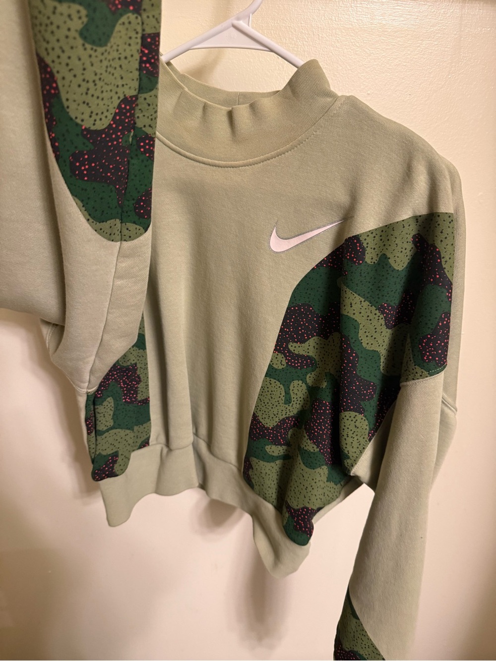 Nike Olive Green Camo-Accent Turtleneck Sweater